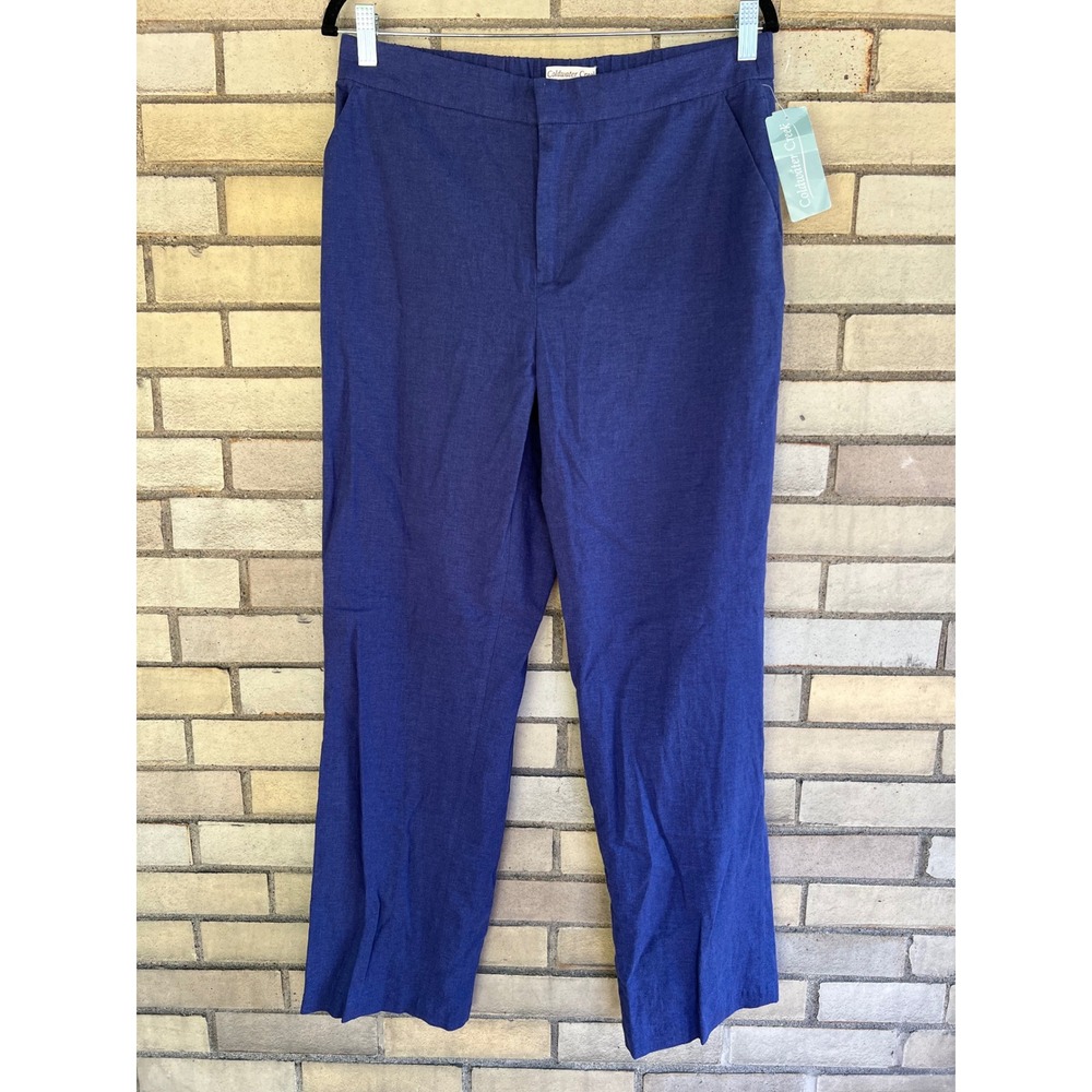 Coldwater Creek India Ink Blue Linen Blend Natural Fit Pants Size 10 NWT